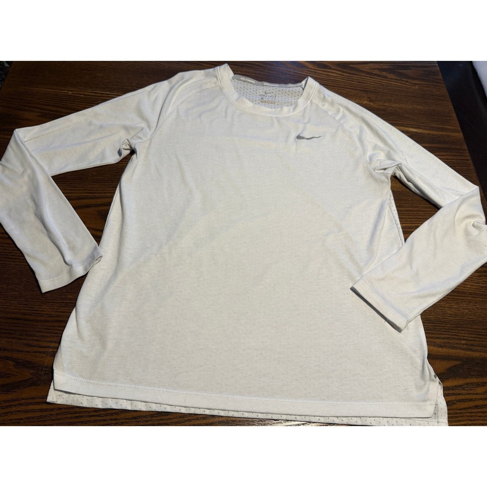 Nike Dri FIT Running Shirt Womens Large White Long Sleeve Perforated Workout - Picture 10 of 16